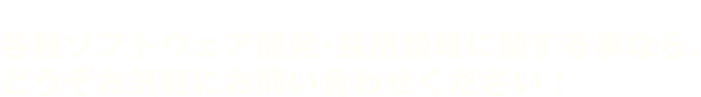 各種ソフトウェア開発・採用情報に関する事なら、どうぞお気軽にお問い合わせください！